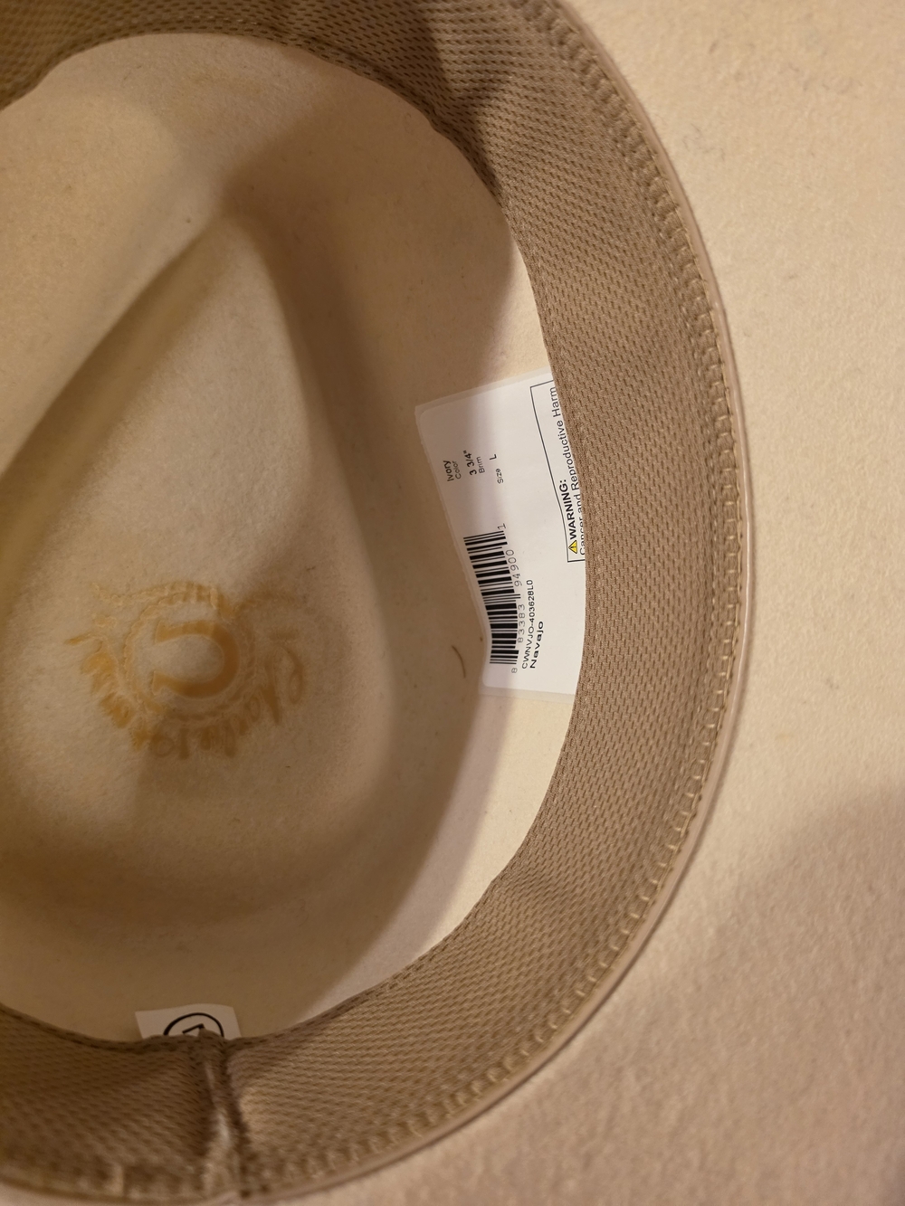 Cream Western Fedora with Turquoise Concho & Feather Accent - Picture 4 of 5